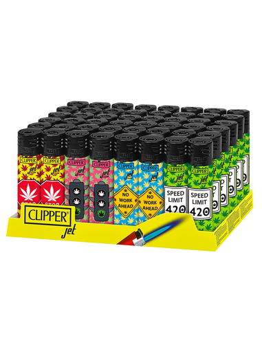 Caja Clipper Jet Flame Weed Signs 48 uds